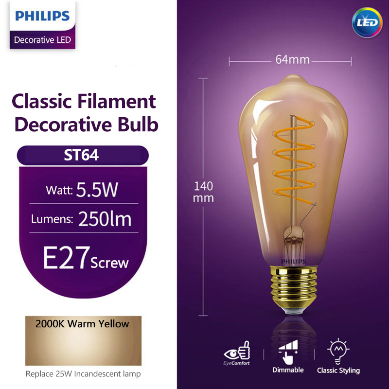Philips LED ST64 E27 Luce deco - Philips Bulb Led Classic recensione e prezzo